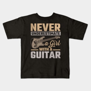 Never Underestimate A Girl With A Guitar Kids T-Shirt